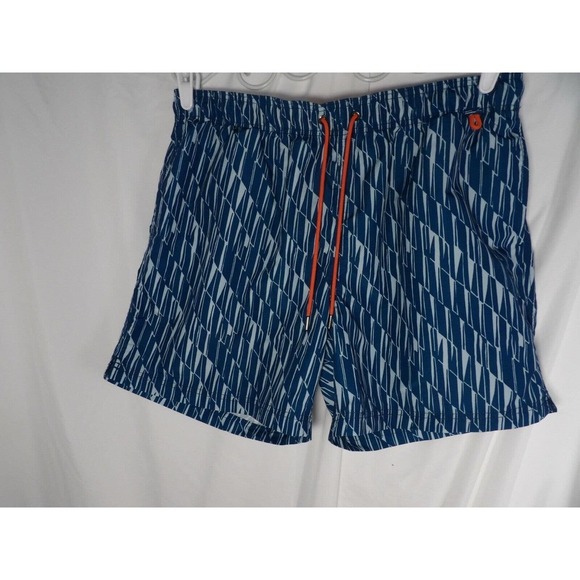 Land's End Men's Blue Geometric Polyester Swim Trunks Board Shorts Size L 36-38 - Picture 1 of 8